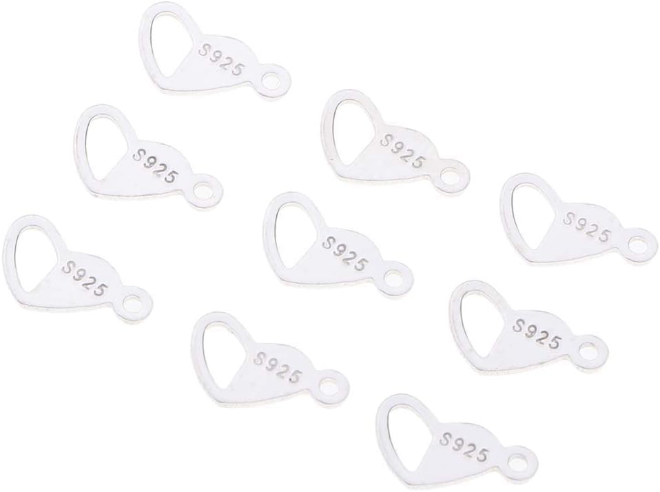 10ピーススターリングシルバーシンプルハーフホローハート