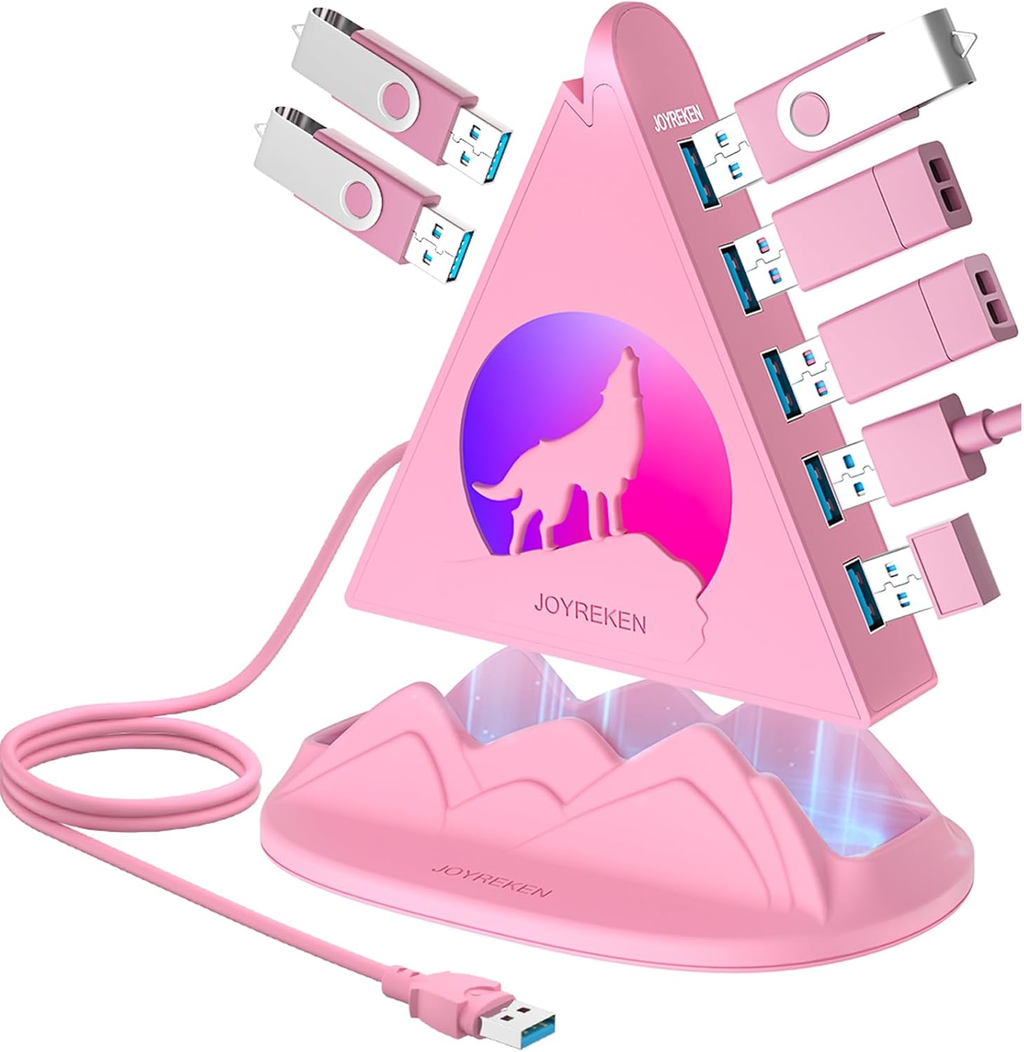 7ポートUSB 3.0ハブ ピンクUSBハブ